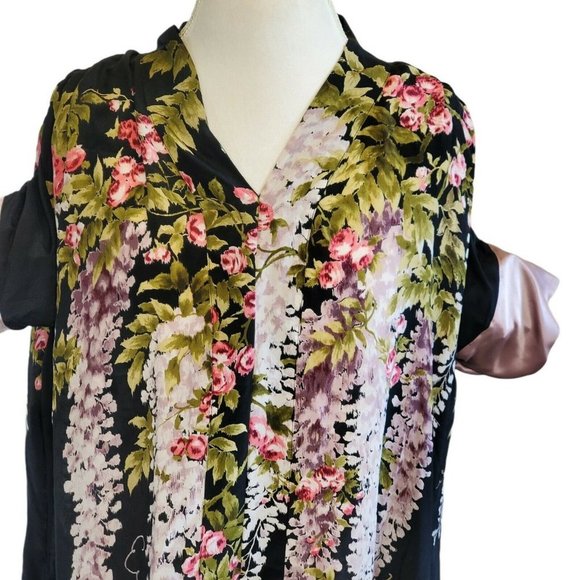 Victoria Secret Kaftan‎ Mumu Floral Black Purple - Picture 2 of 8